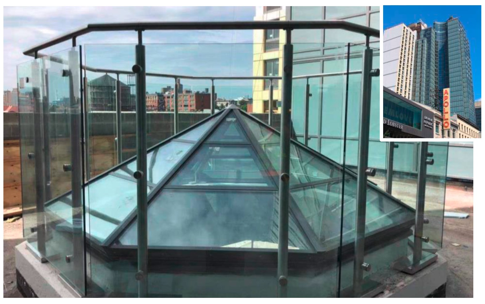 Skylight surrounded by railing